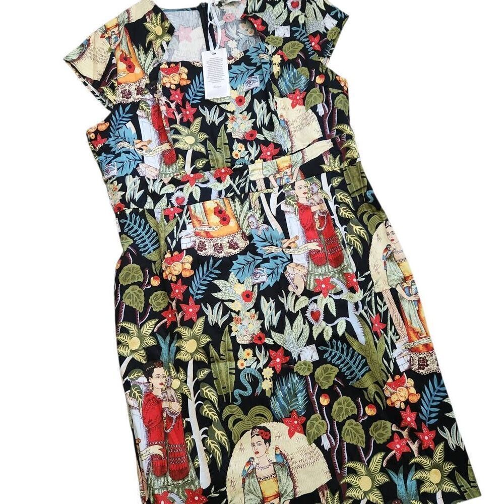 Grace Karin Dress 2XL Plus Frida Kahlo Tropical Graphic Art To‎ Wear Sheath